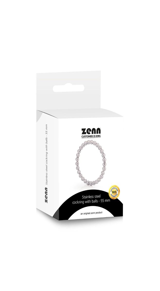 Anello per il pene in acciaio inox con palline - 55mm