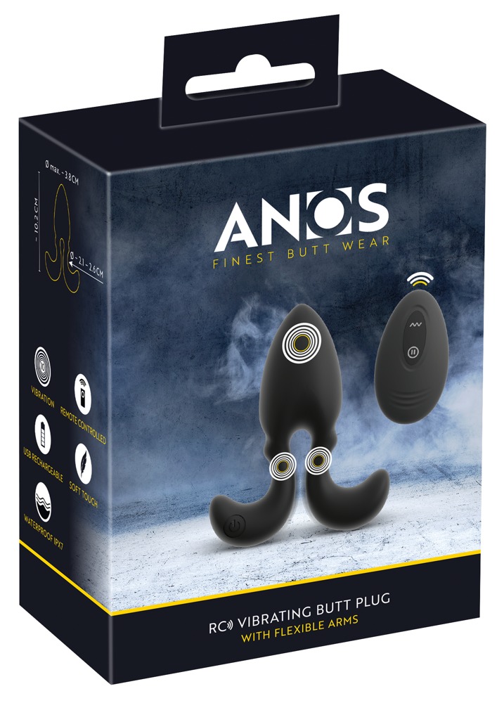 Plug anale dilatatore vibrante con bracci flessibili con telecomando e impermeabile
